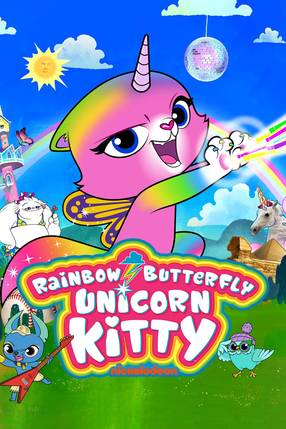 Poster: Regenbogen Schmetterling Einhorn Kitty
