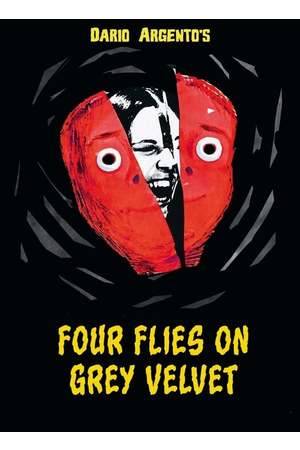 Poster: Vier Fliegen auf grauem Samt